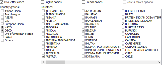 country 2 letter standard iso codes Country